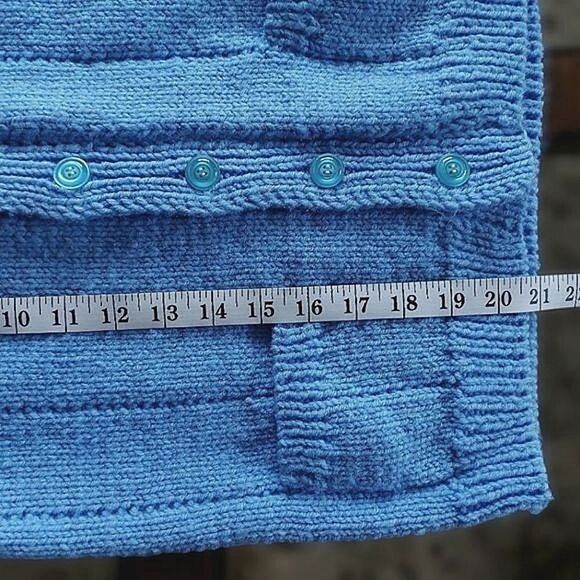 Vtg kids sky blue hand-knit grandpa sweater - Picture 6 of 9